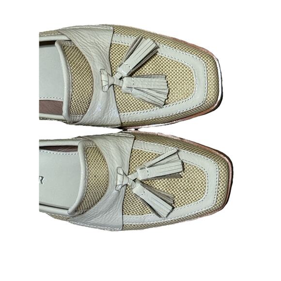 Donald J Pliner Lenny Penny Loafers Size 6 Natural Raffia Leather Pumps Tassels - Picture 3 of 6